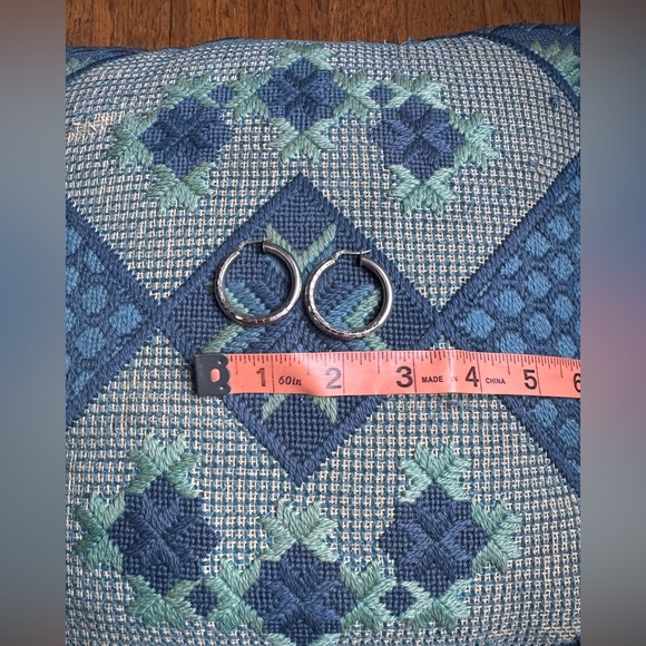 Vintage Sterling Silver Hoop Earrings - Picture 5 of 7